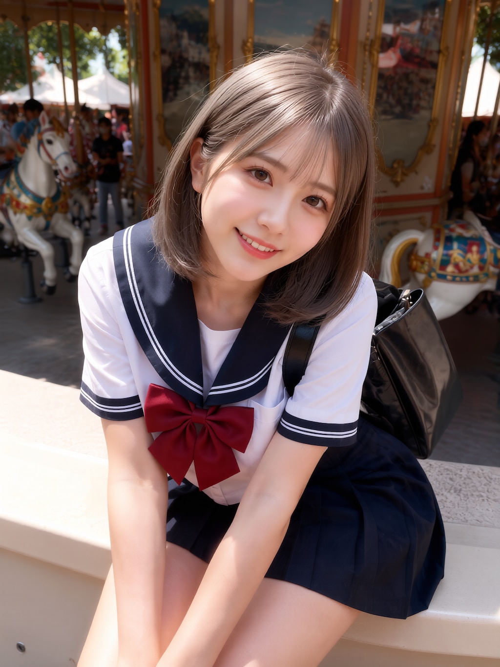 遊園地で大胆露出♡