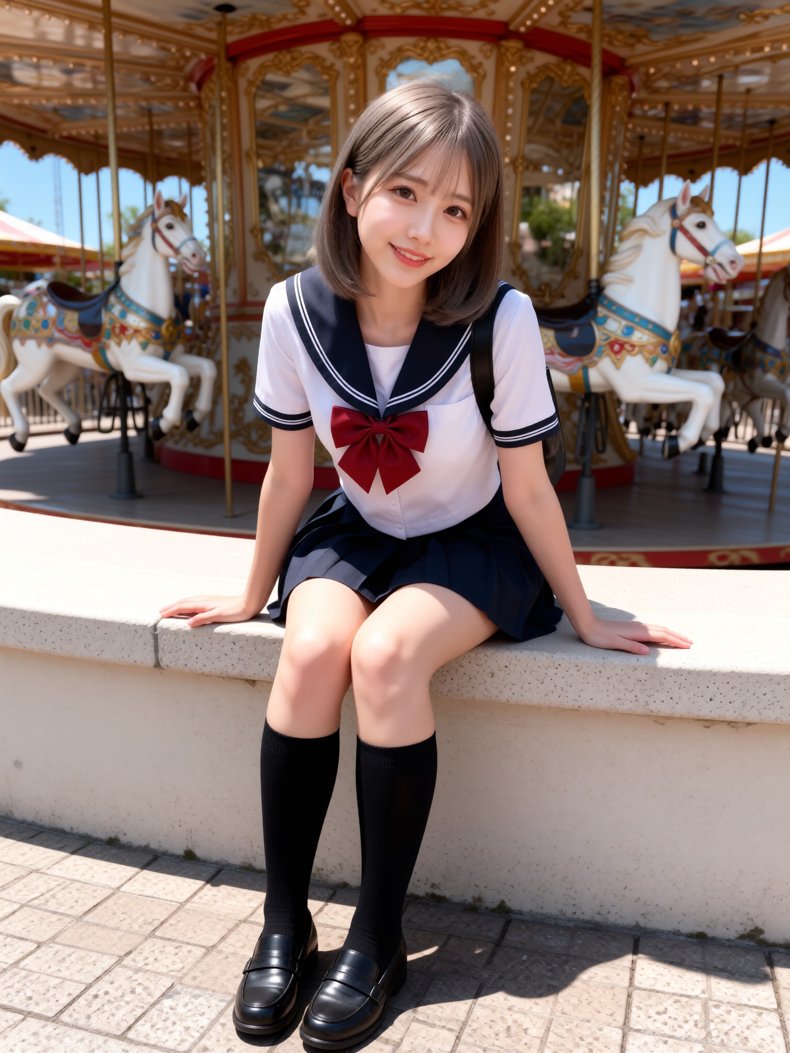 遊園地で大胆露出♡