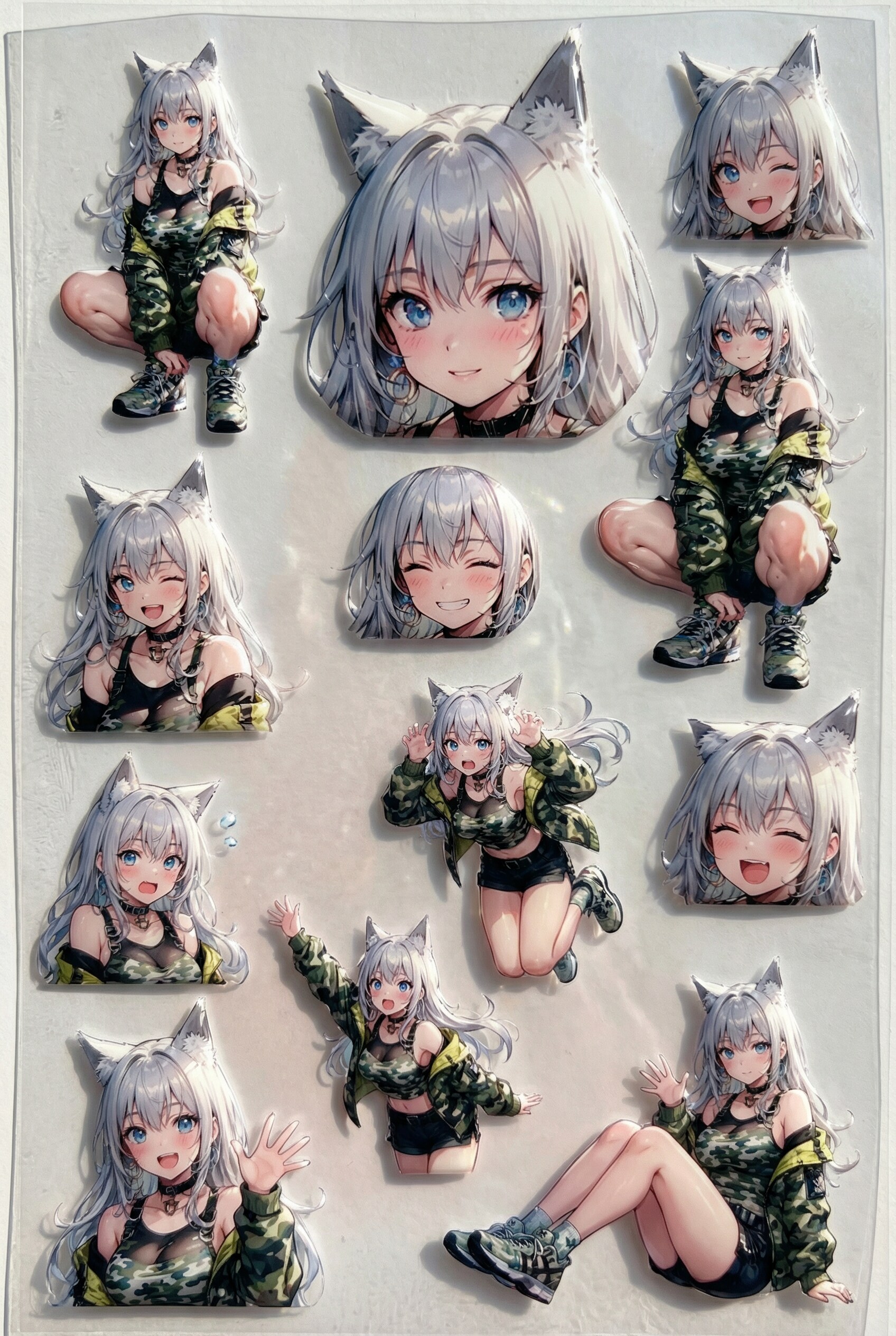 カモフラウルフちゃんシール🐺✨ | の人気AIイラスト・グラビア