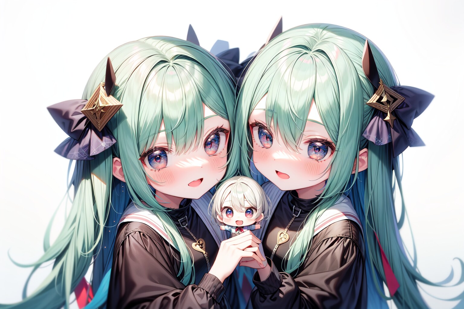 ちびちゃんを挟む双子ちゃん