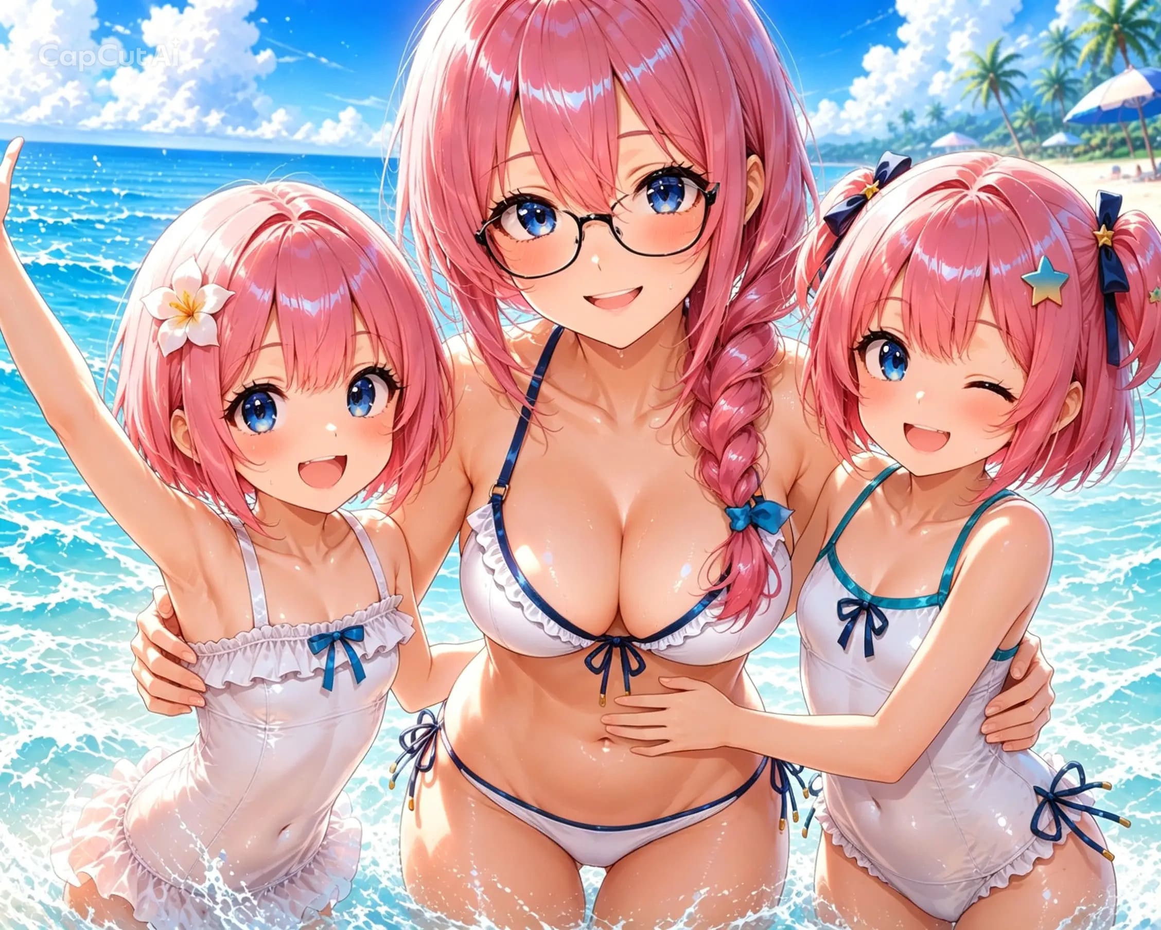 親子3人で海水浴(∩´∀`∩)💕