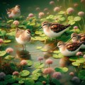 Shorebirds in duckweed pond 5枚目