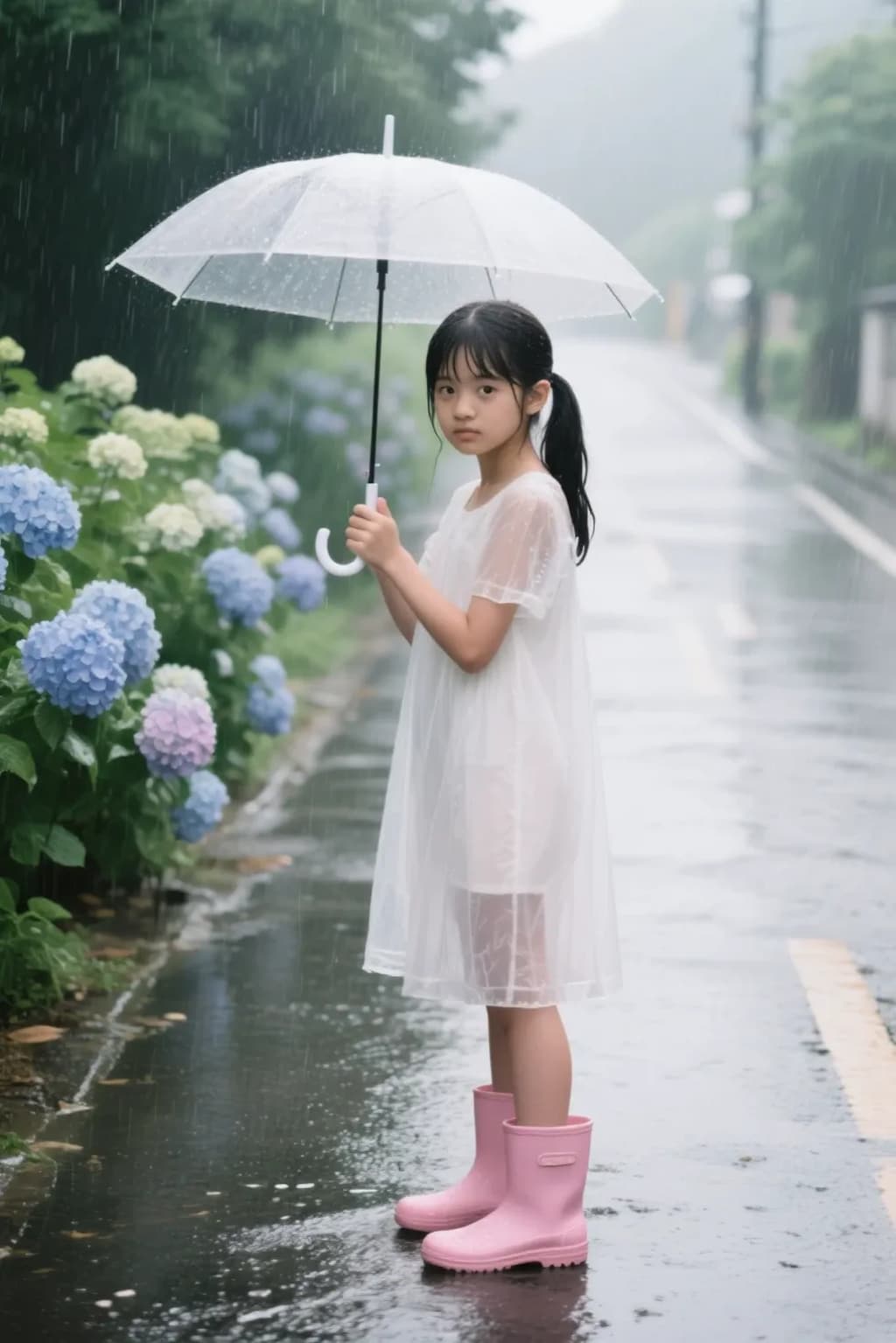 AIポートレート　雨の日