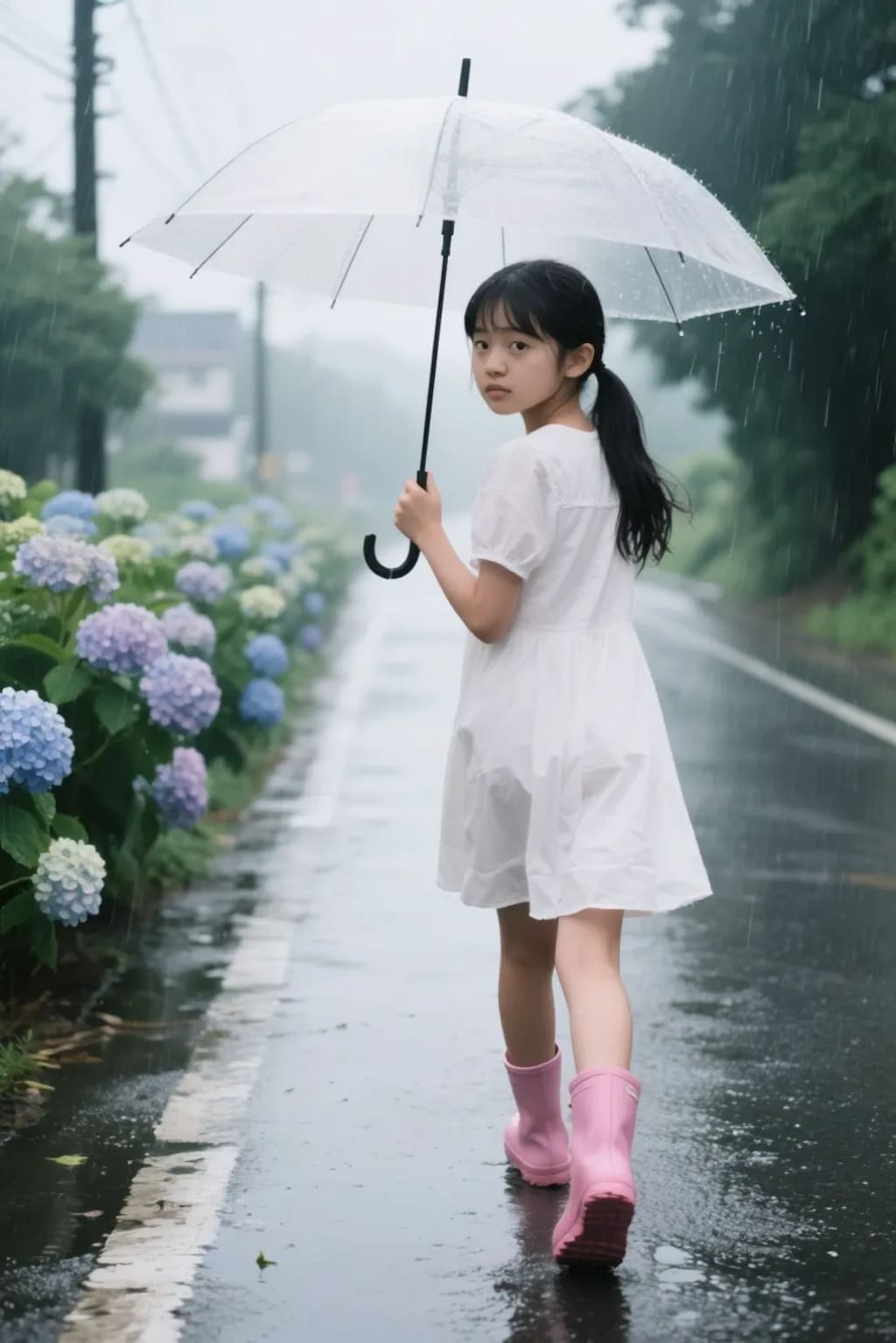 AIポートレート　雨の日