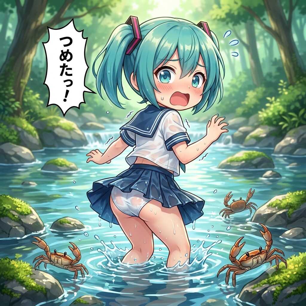 ミクちゃん　つめたっ！🦀