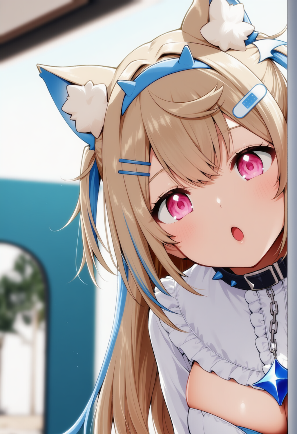 フワワちゃんが物陰からジッと見つめているだけ