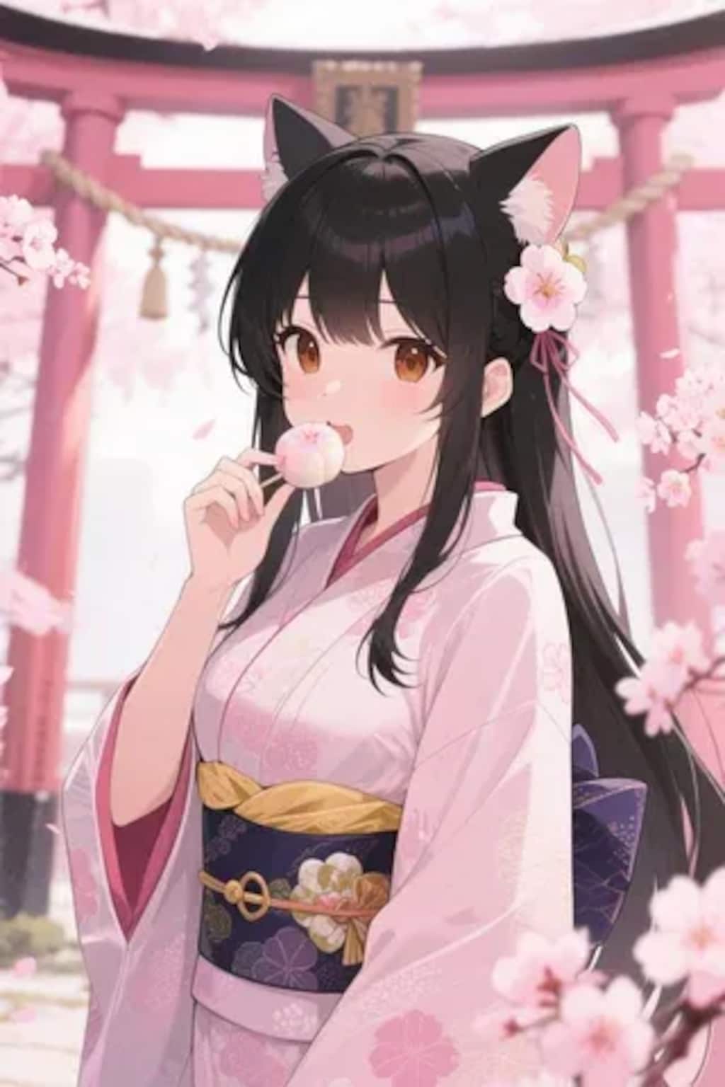 お餅を食べるさくらちゃん