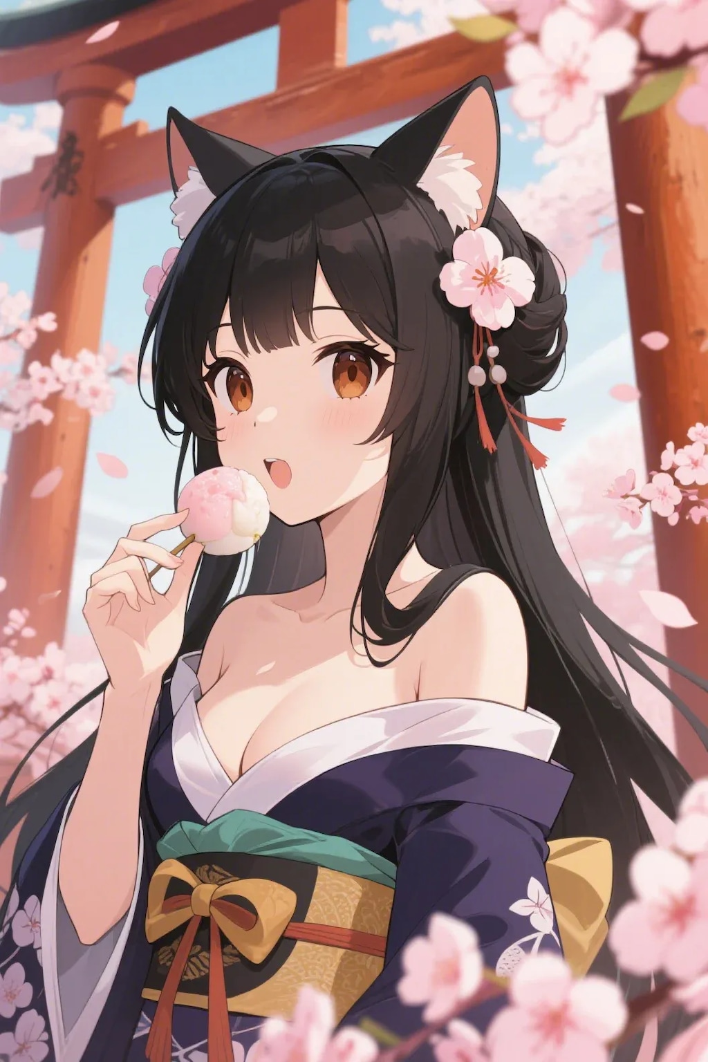 お餅を食べるさくらちゃん