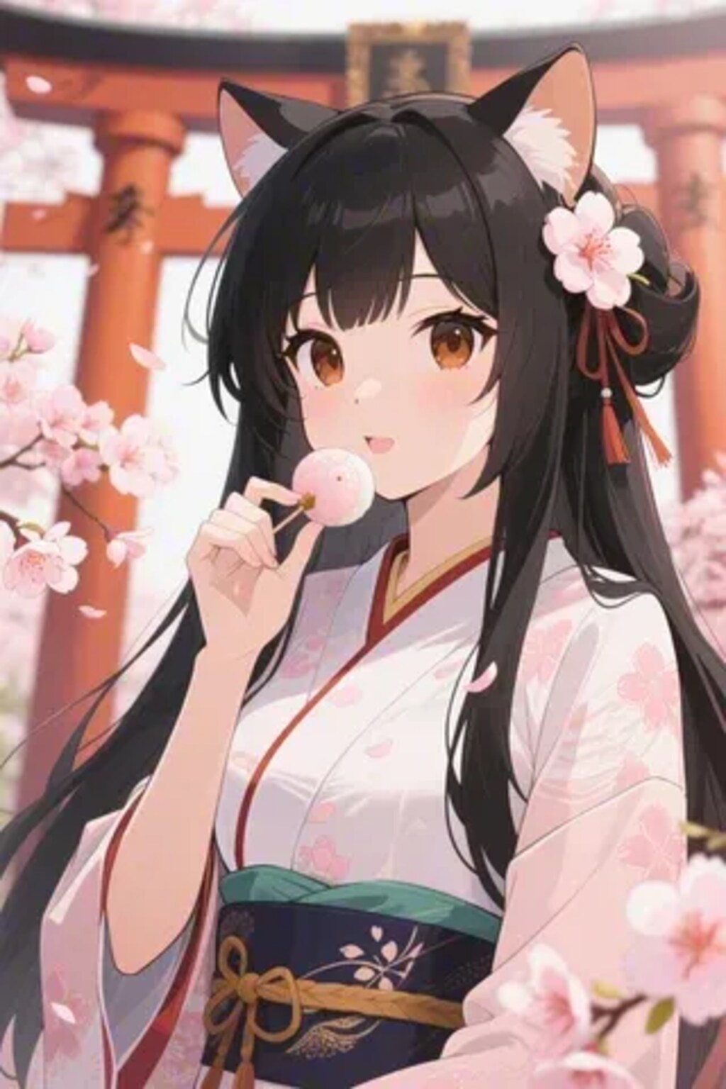 お餅を食べるさくらちゃん