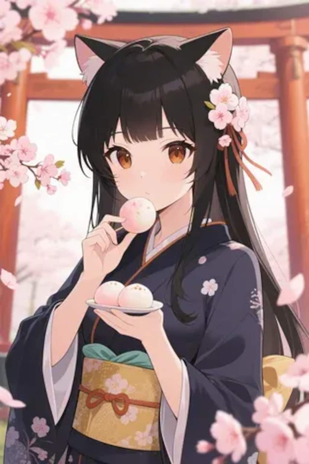 お餅を食べるさくらちゃん