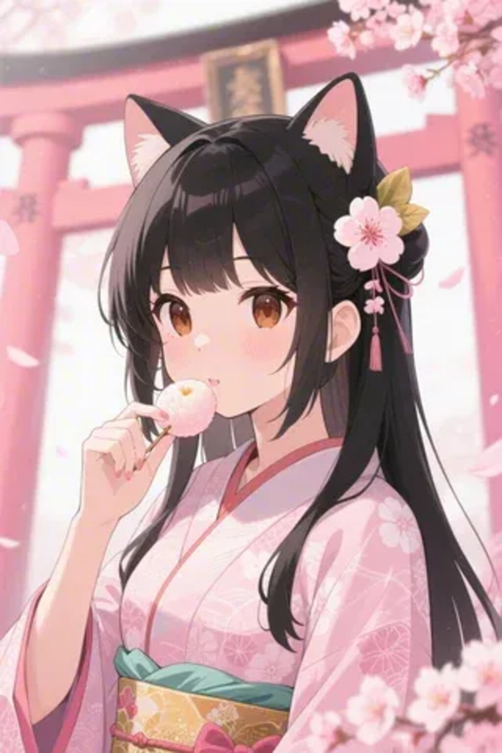 お餅を食べるさくらちゃん