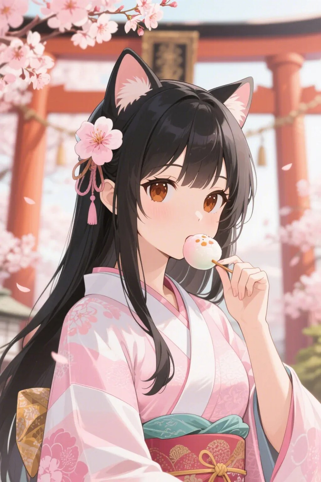 お餅を食べるさくらちゃん