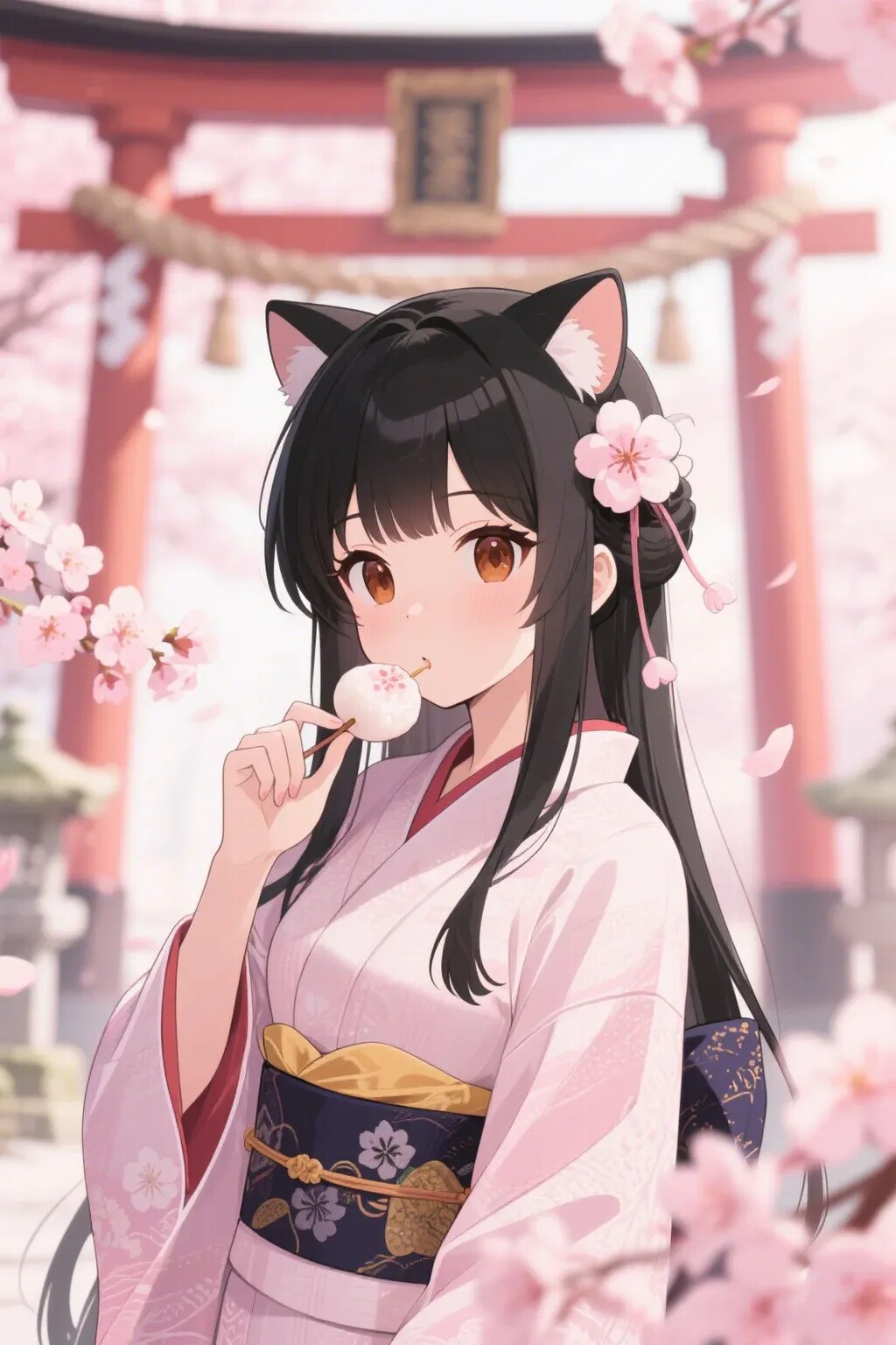 お餅を食べるさくらちゃん