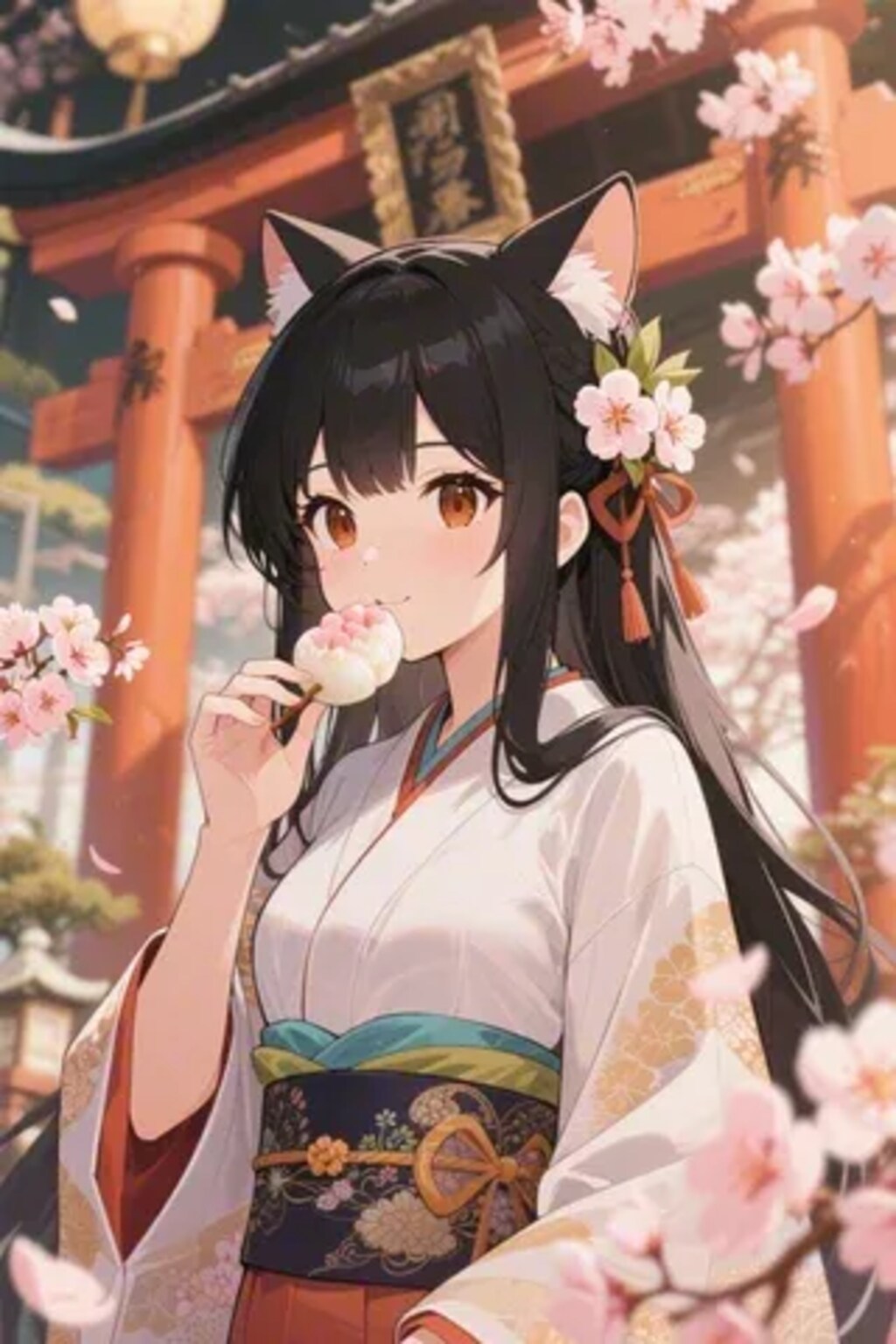 お餅を食べるさくらちゃん