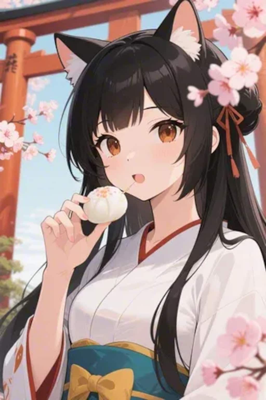 お餅を食べるさくらちゃん