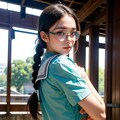 三つ編みメガネっ子 ミントグリーン制服 10枚目