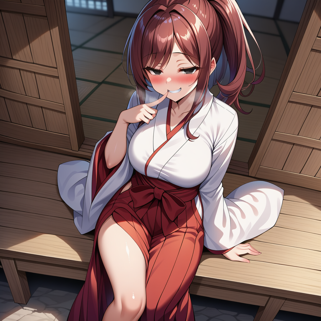 袴の下を見せてくれるポニテちゃん。
