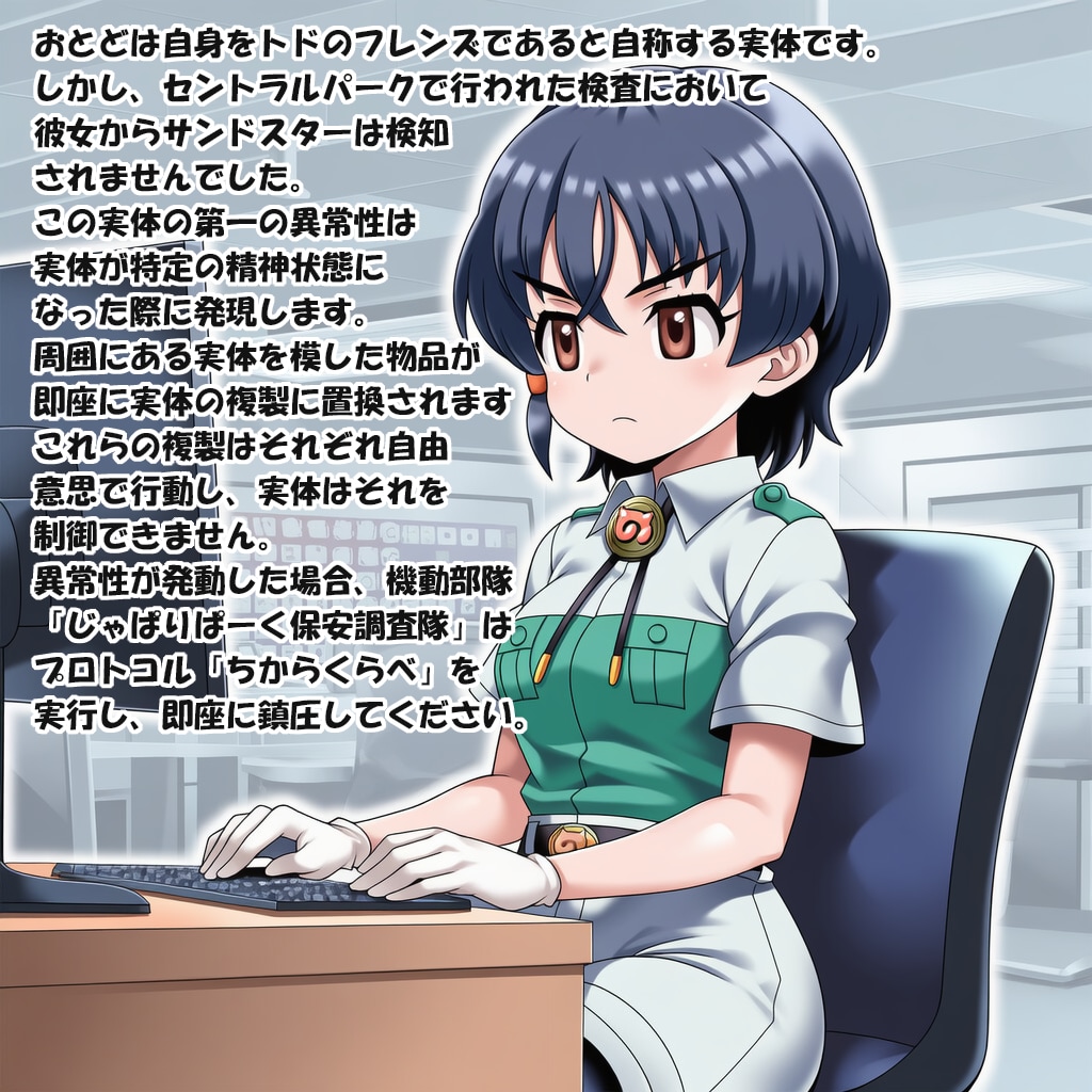 報告書を描く隊長ちゃん