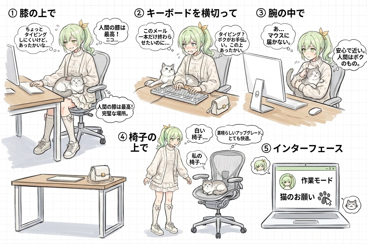 猫様の作業妨害：日常の奮闘記