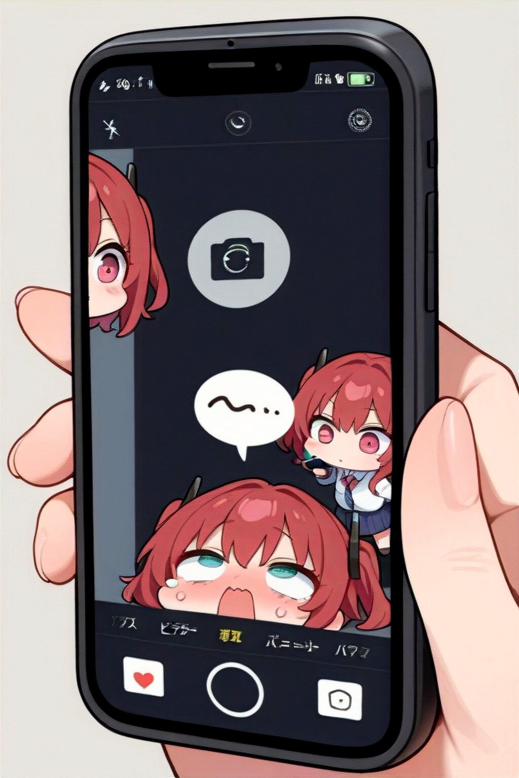 ポチポチする赤髪ちゃん