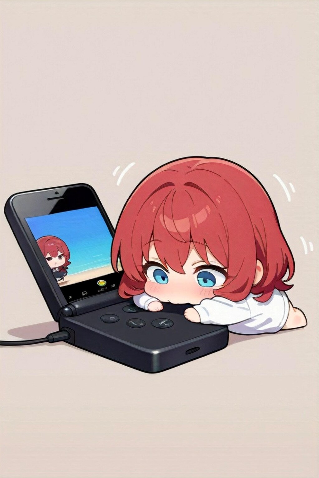 ポチポチする赤髪ちゃん