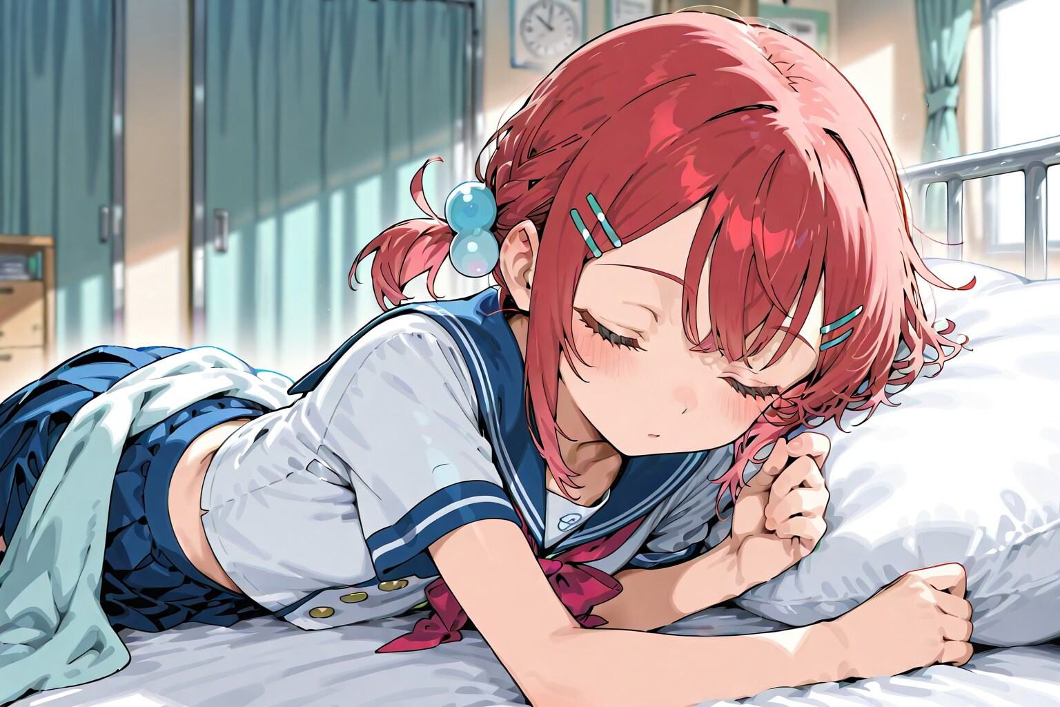 保健室で休む小鈴ちゃん