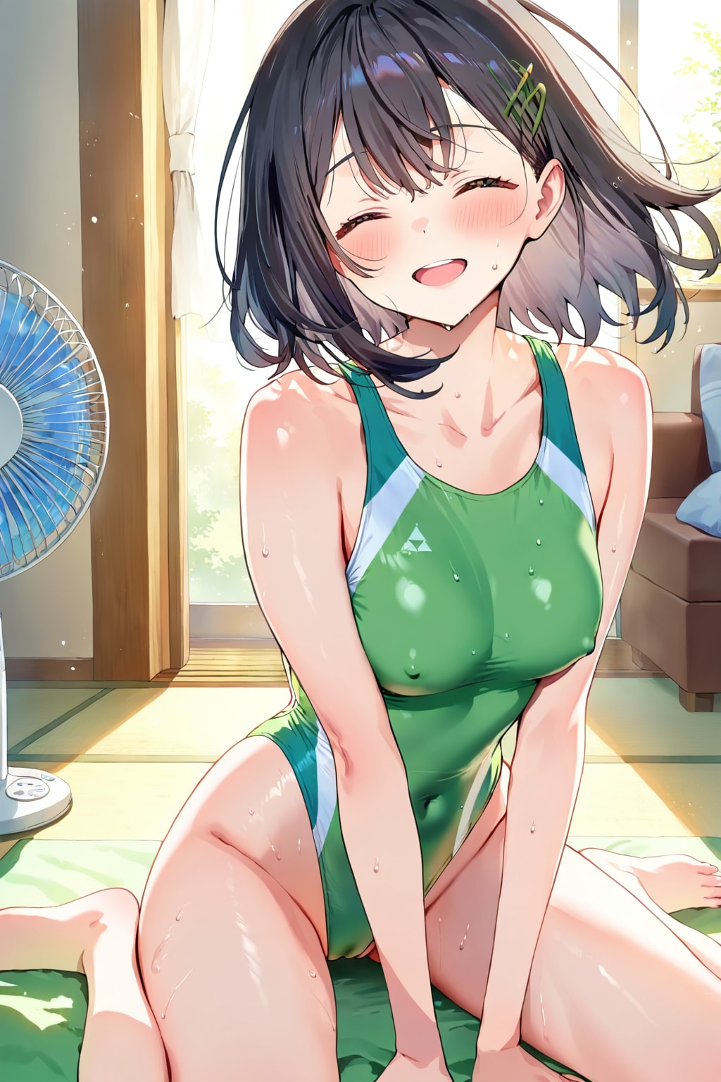 扇風機気持ち良いね〜