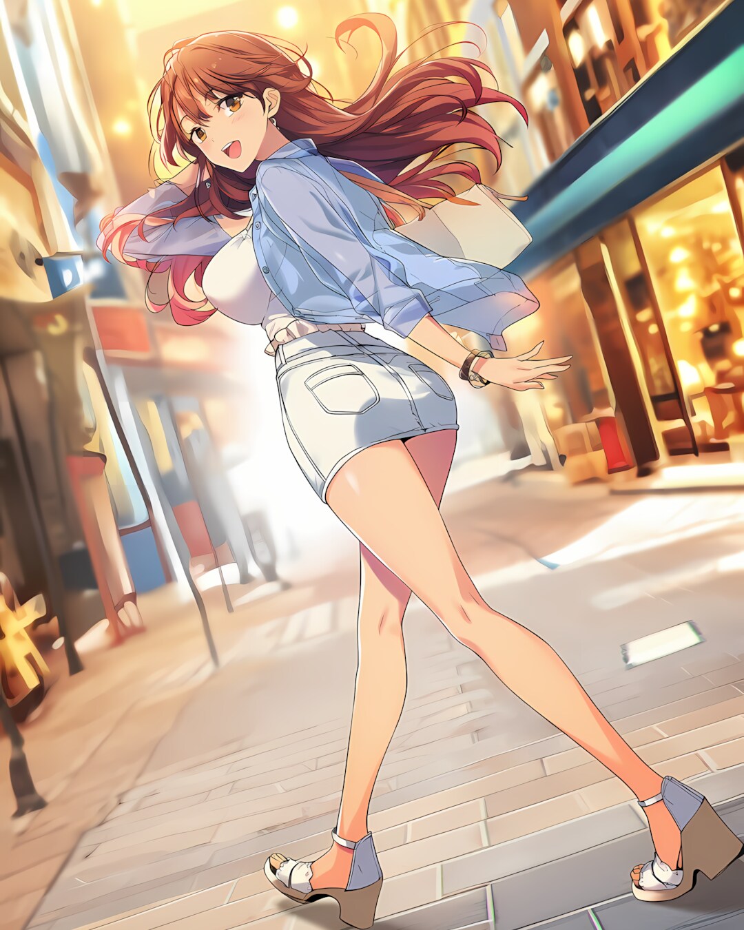 🌆夕暮れの街角で振り返る君💕大人甘めギャルのデート帰り✨