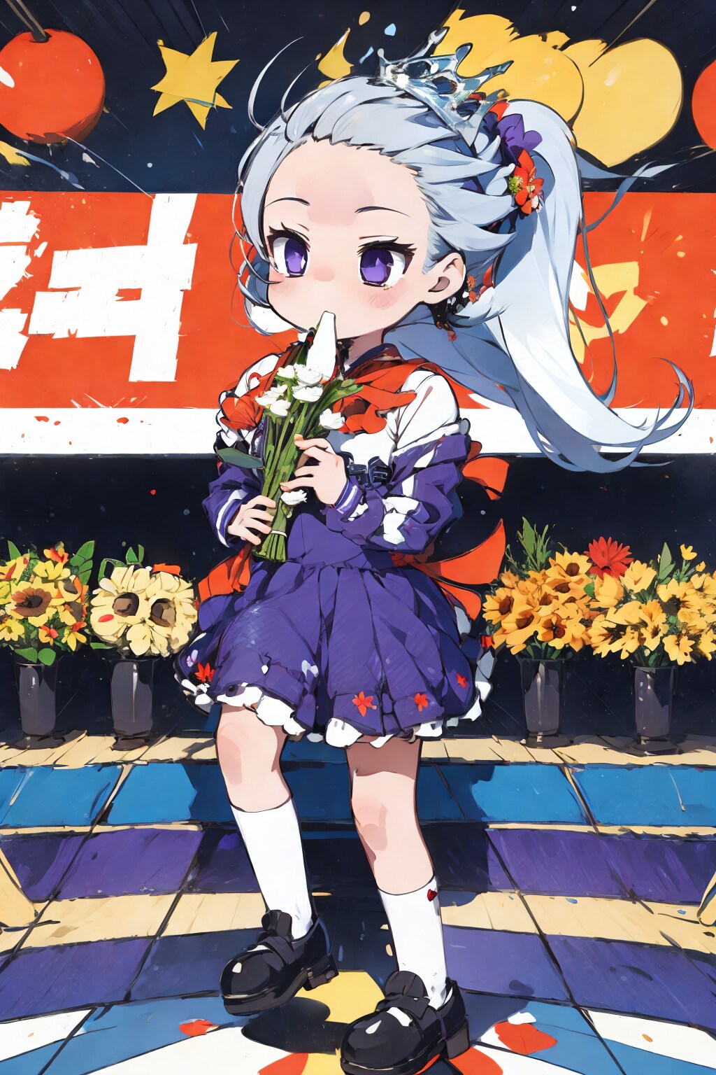 強風オールバックするお姫様