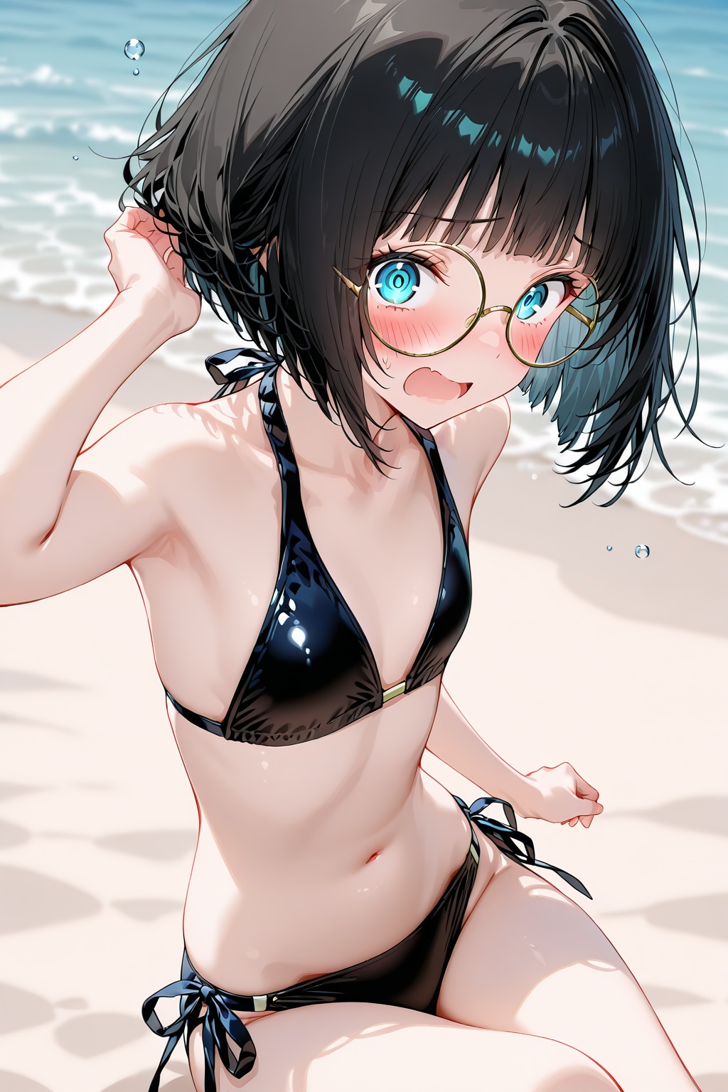 水着メガネっ娘