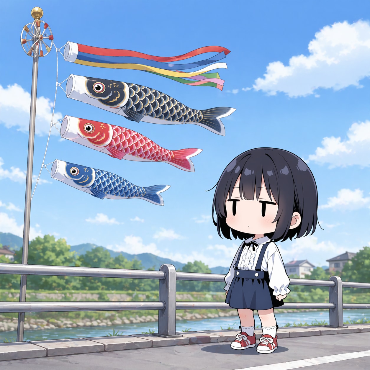 鯉のぼりを眺める