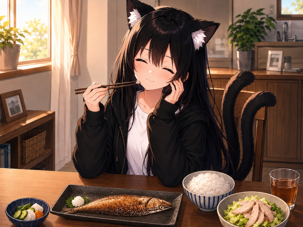 猫又さんと朝ごはん