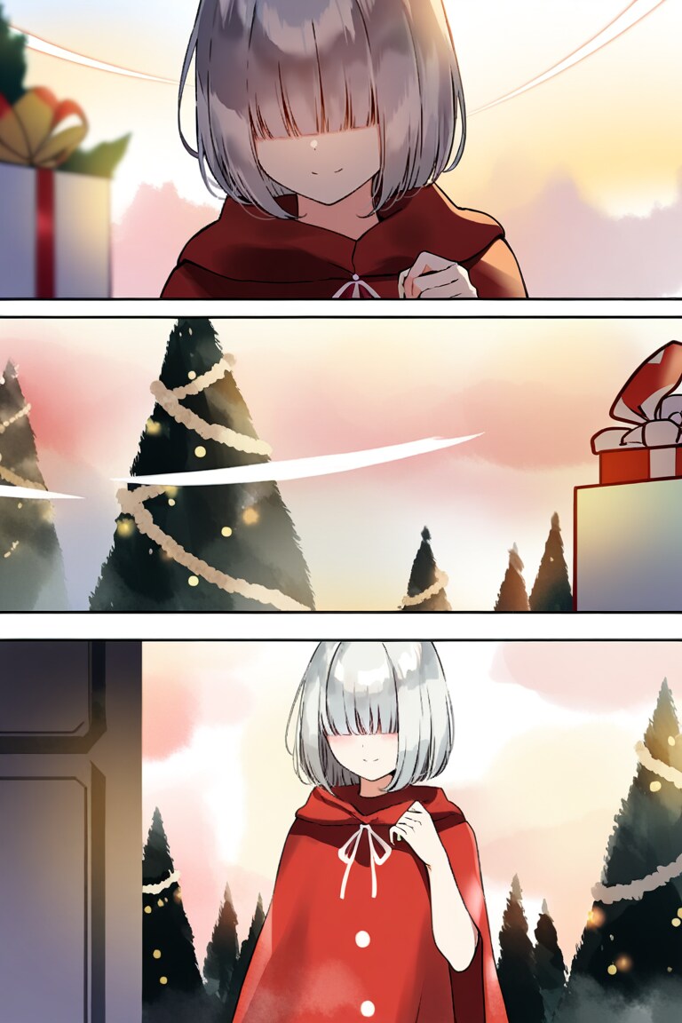 メカクレガールのサンタ衣装 | の人気AIイラスト・グラビア