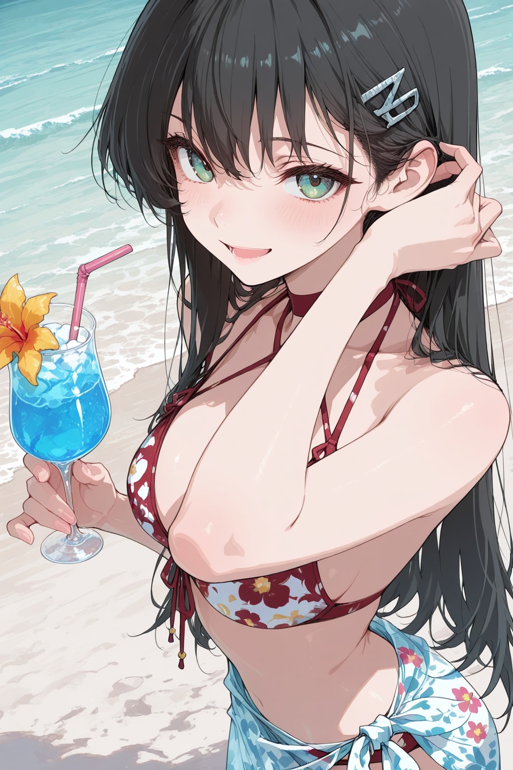 海を満喫する後輩(企画参加)
