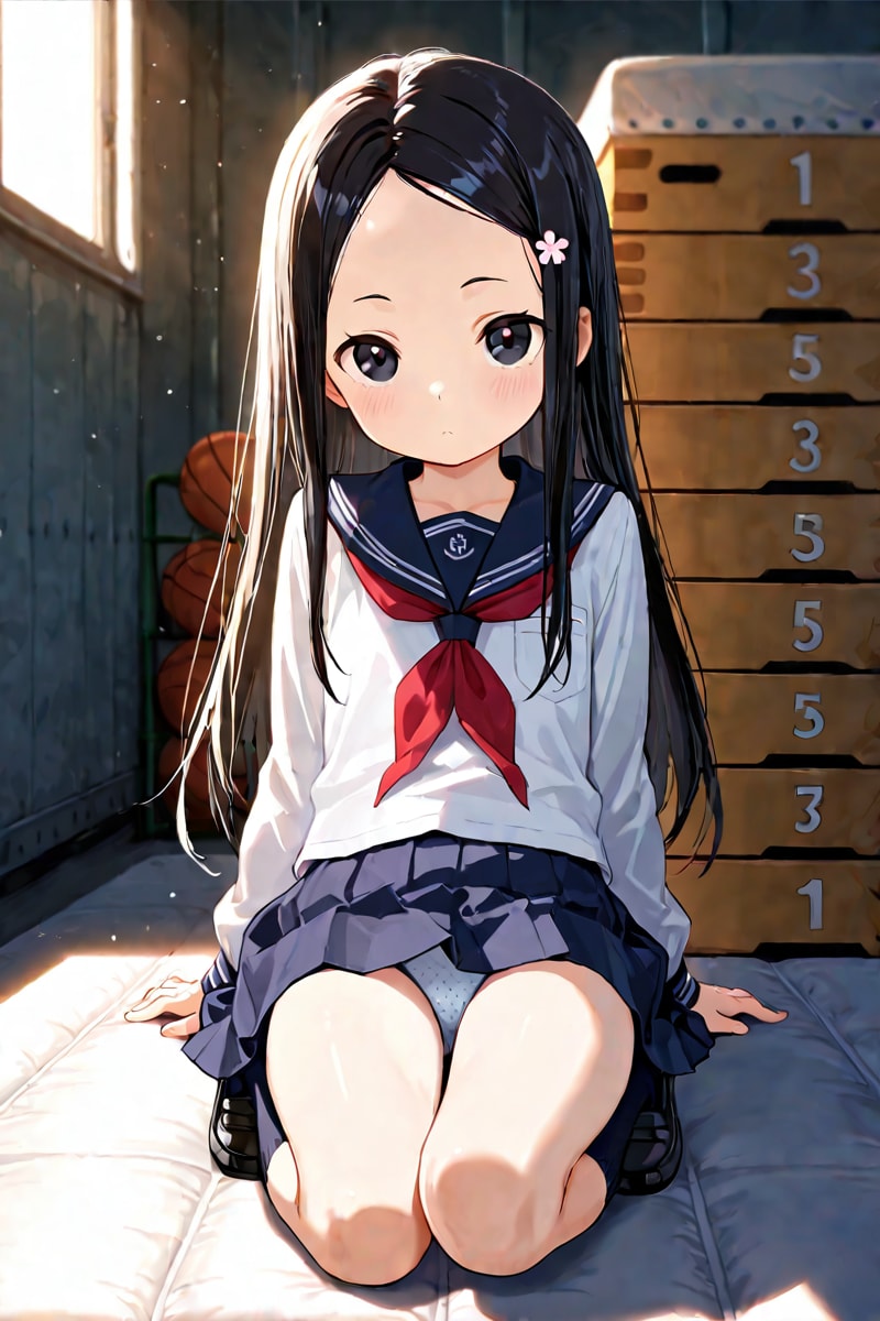 体育倉庫で見せる