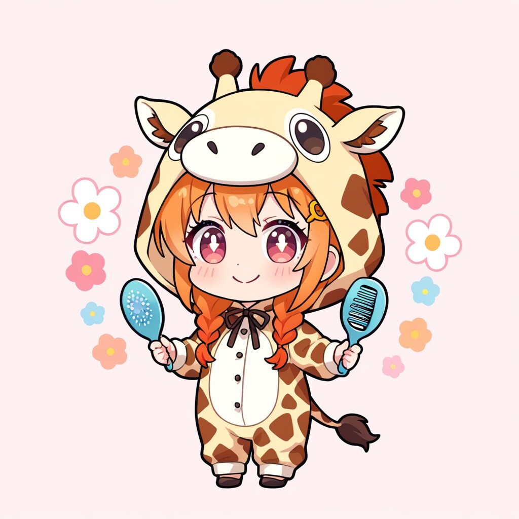 くしを持つキリン着ぐるみちび子ちゃん | の人気AIイラスト・グラビア