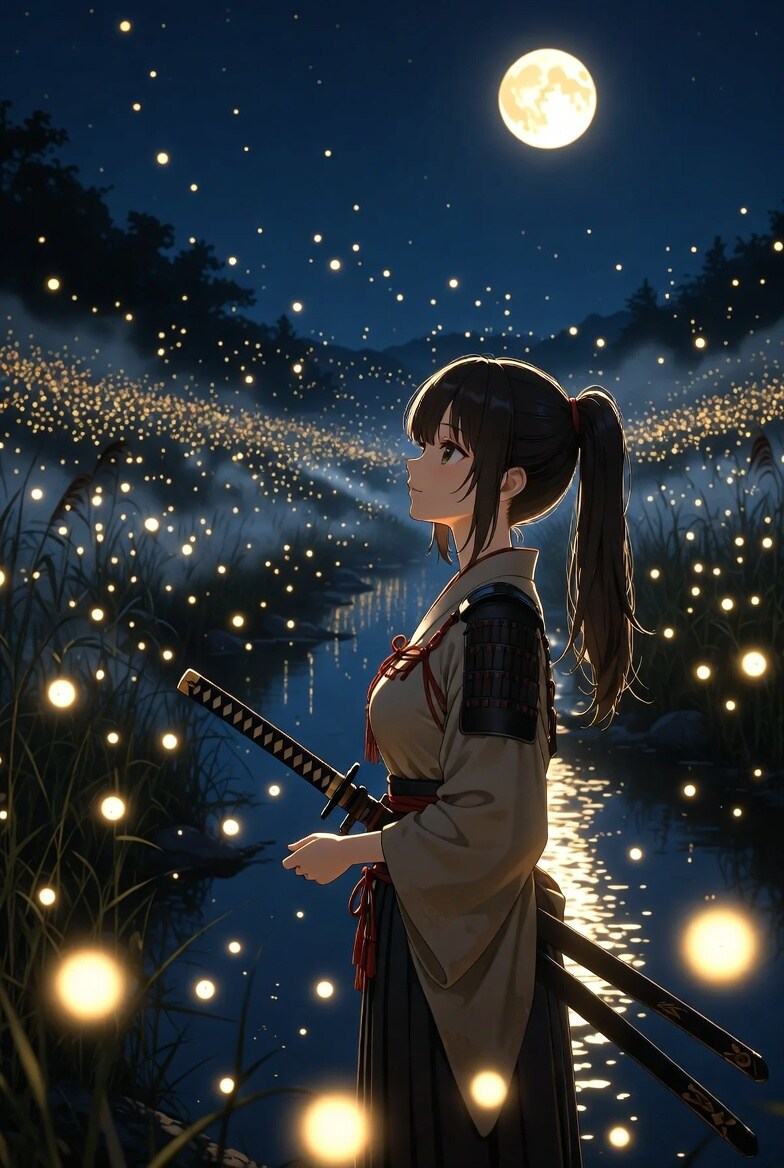 蛍と月