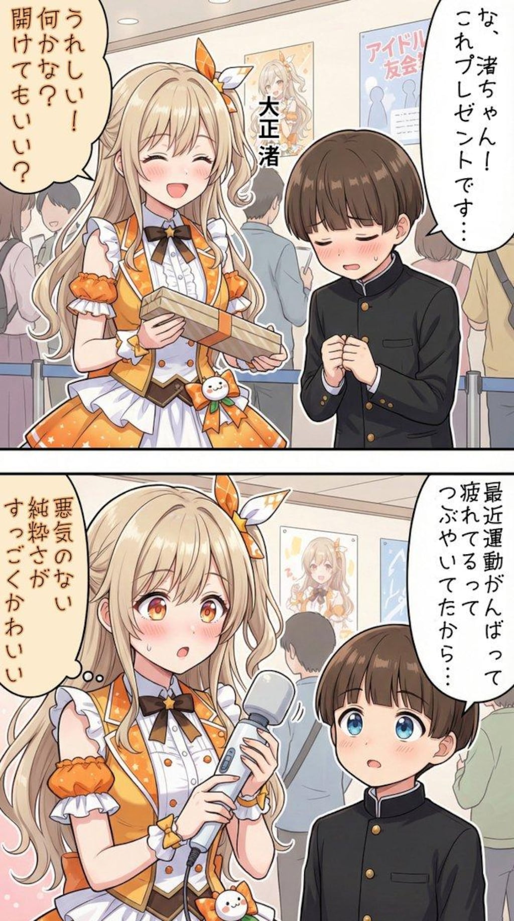 ファンから差し入れをもらうアイドル