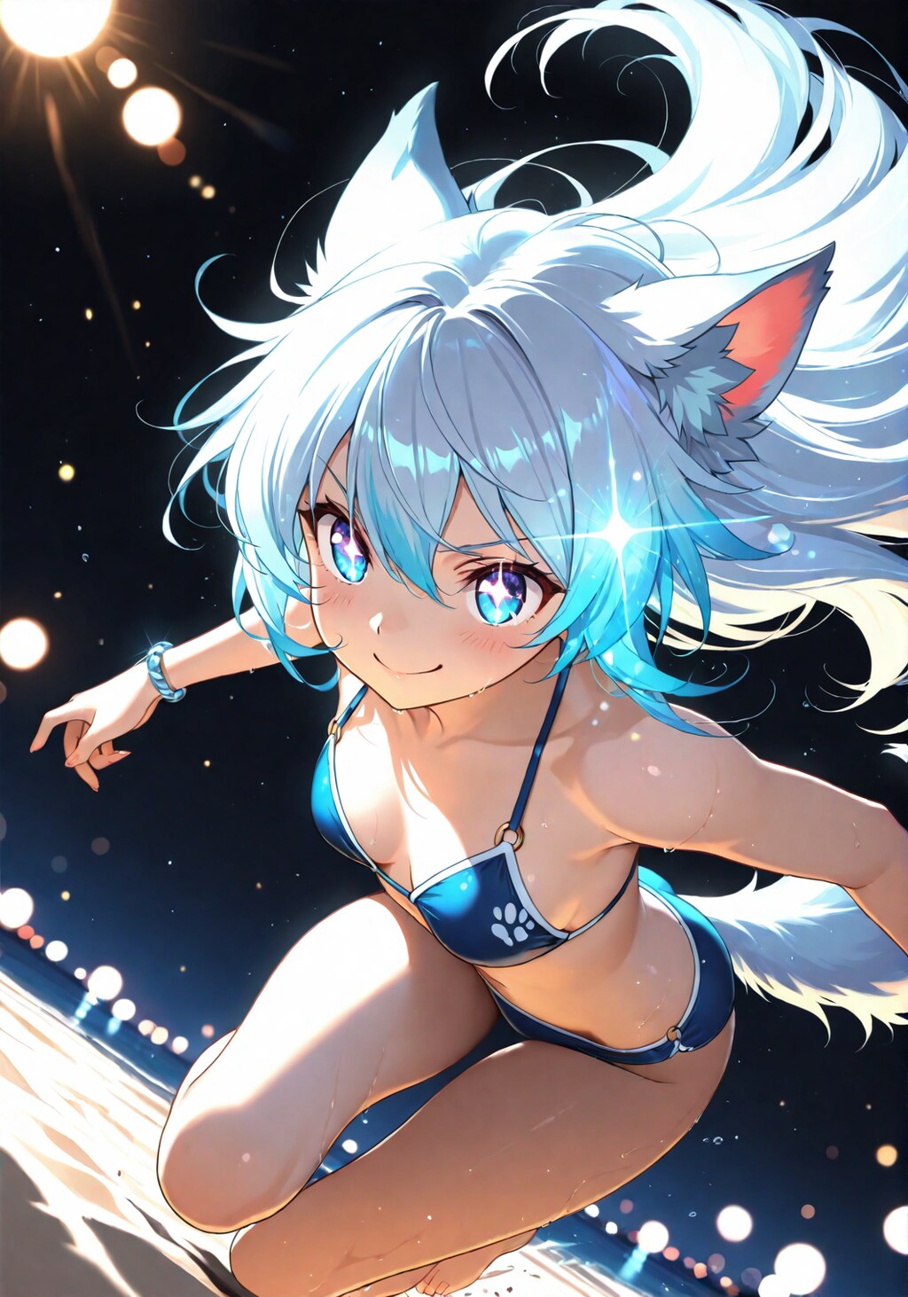 九尾＆猫の獣人のビキニ姿