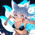 九尾＆猫の獣人のビキニ姿 12枚目