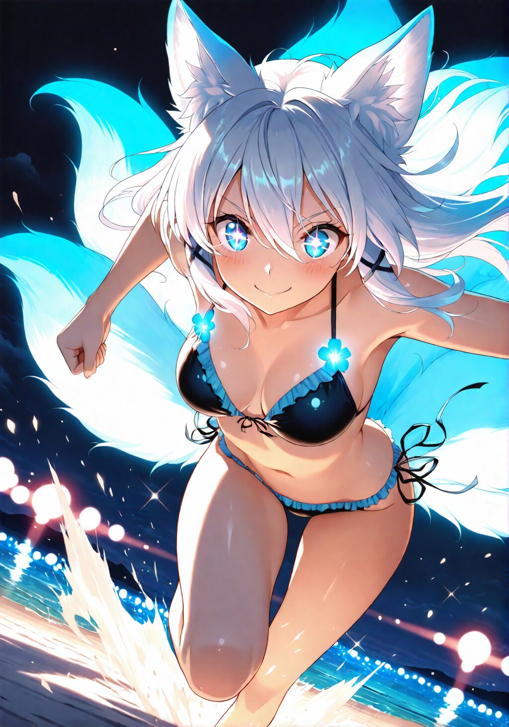 九尾＆猫の獣人のビキニ姿