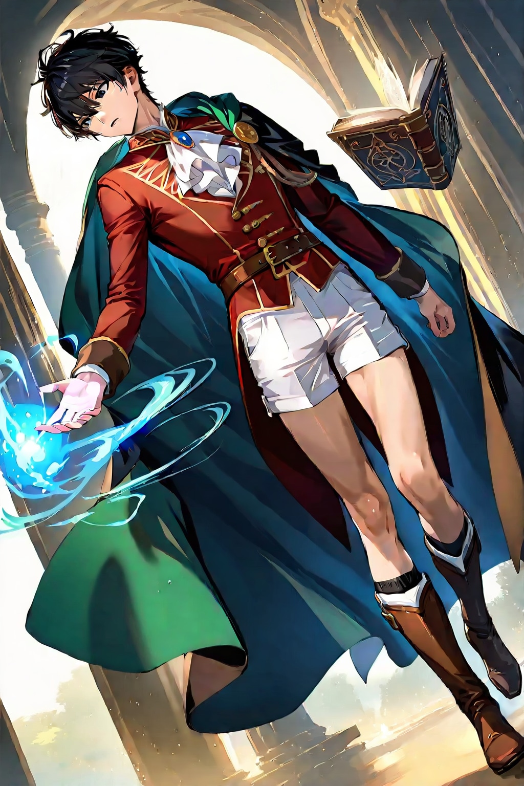 古代遺跡の地下、大きな男性学者