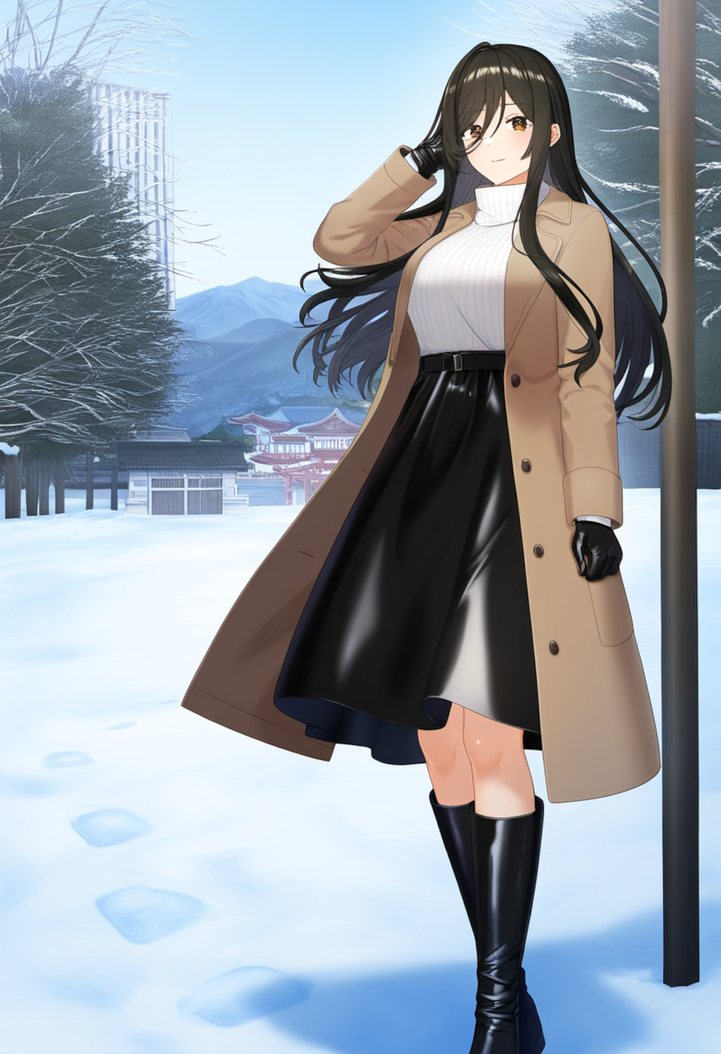 ユリママ　冬旅行ファッション