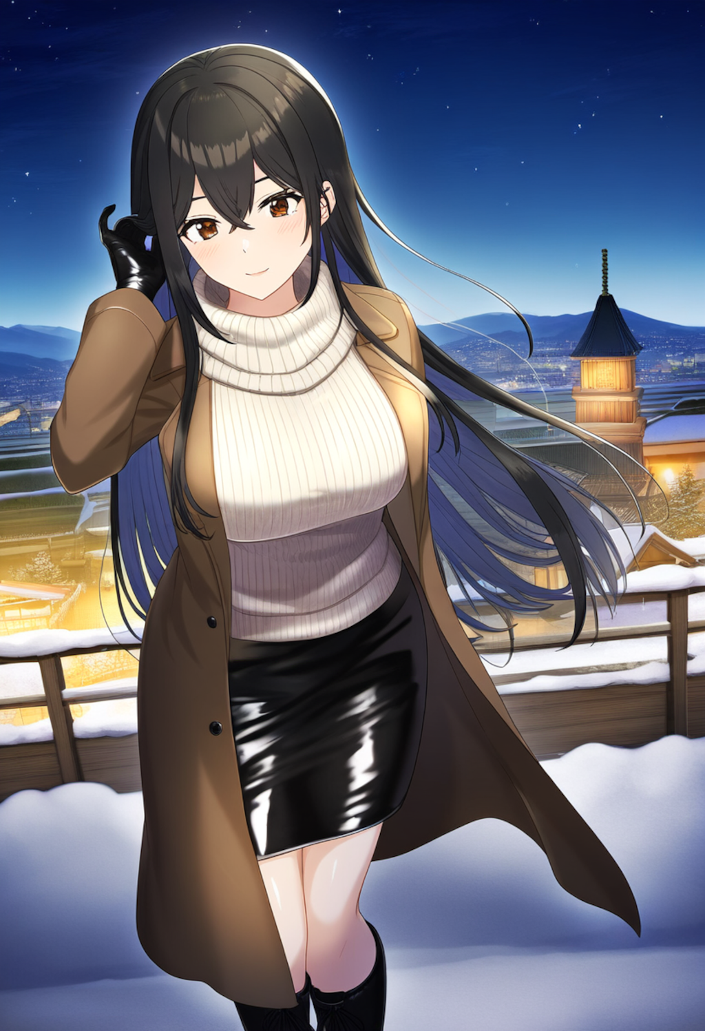 ユリママ　冬旅行ファッション