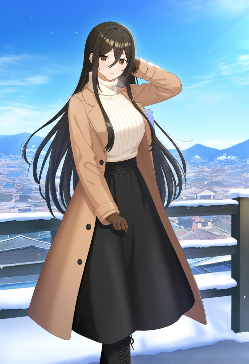 ユリママ　冬旅行ファッション