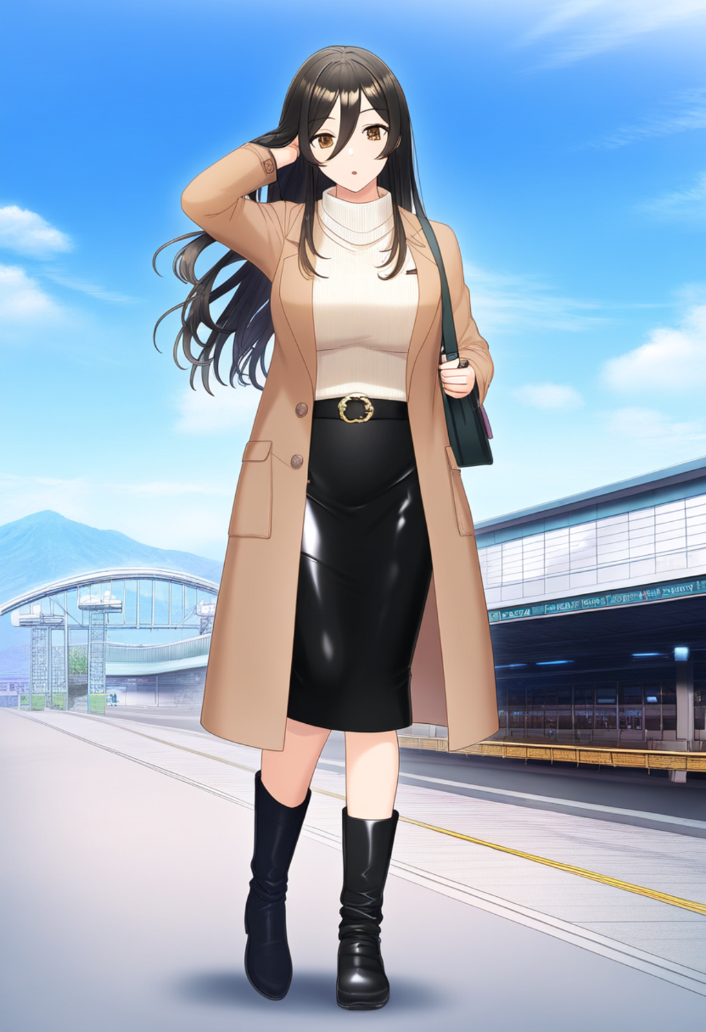 ユリママ　冬旅行ファッション