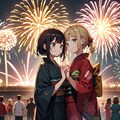 来年も2人でこの花火を見よう・百合（10枚）レトロモダン街シリーズ・その19 4枚目
