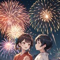 来年も2人でこの花火を見よう・百合（10枚）レトロモダン街シリーズ・その19 8枚目