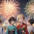 来年も2人でこの花火を見よう・百合（10枚）レトロモダン街シリーズ・その19 7枚目