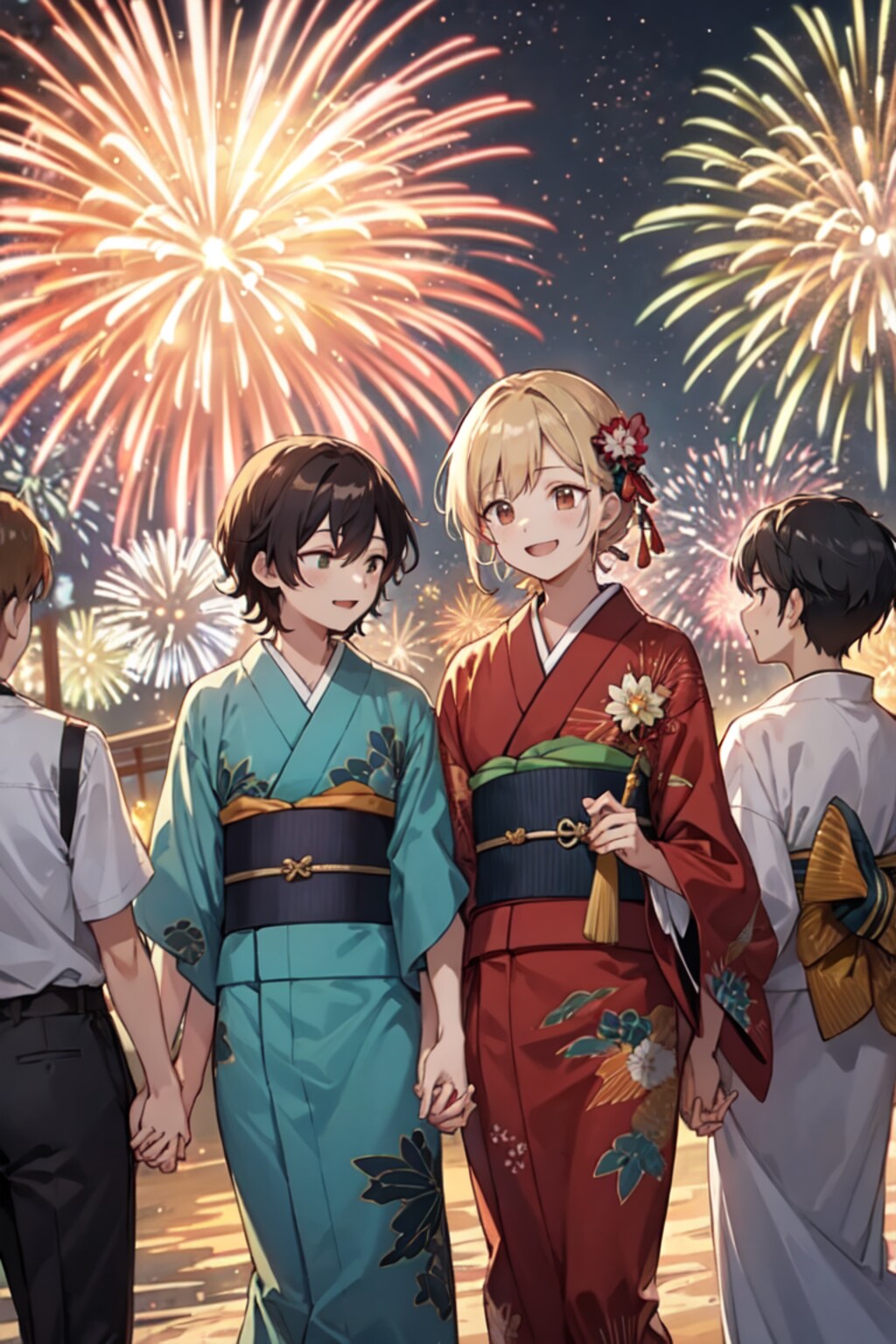 来年も2人でこの花火を見よう・百合（10枚）レトロモダン街シリーズ・その19